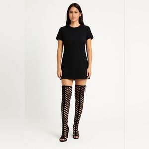 Steve Madden Black Caged Cut Out over the knee size 6M